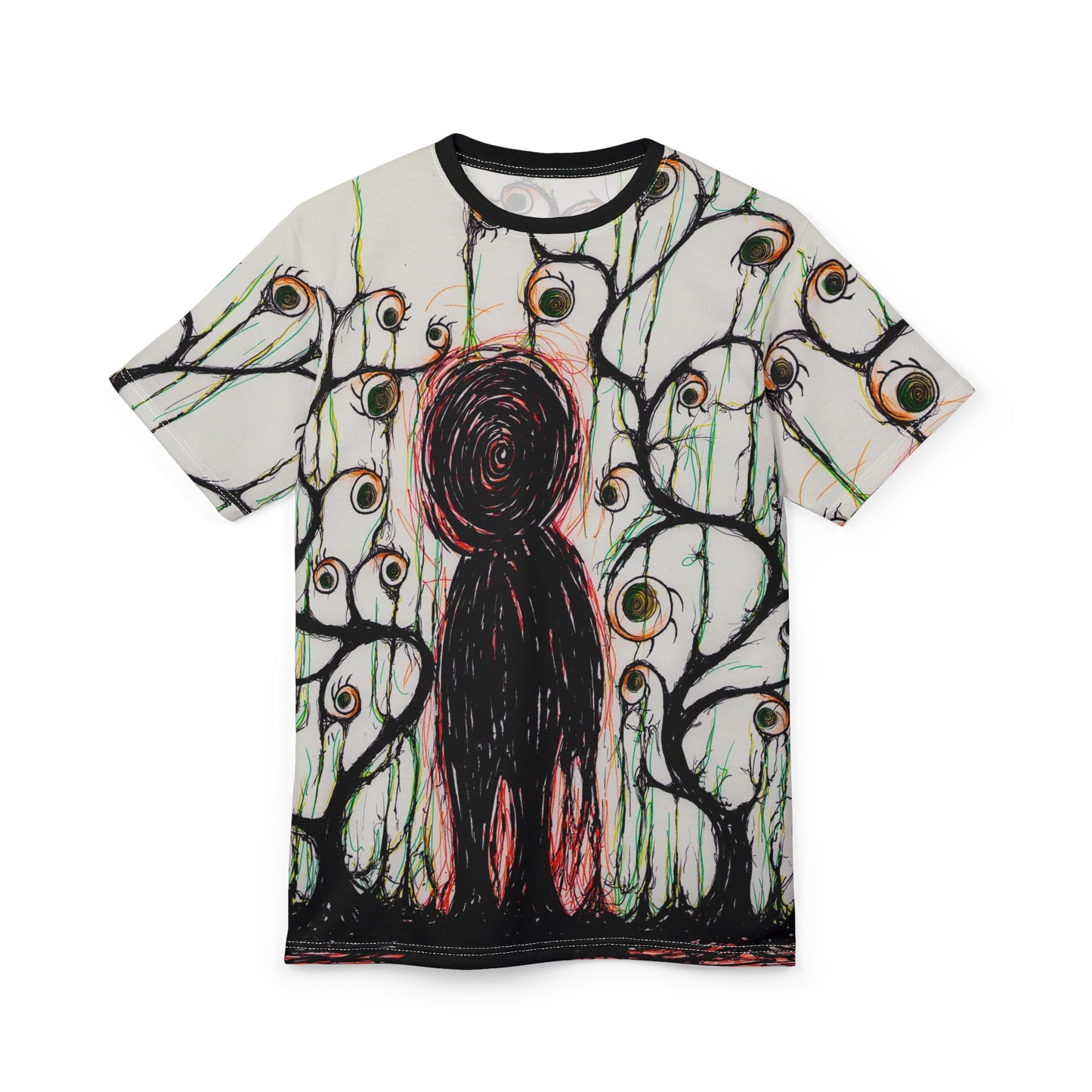 Dark Scribble Figure tee | Surreal Eyes All-Over Print