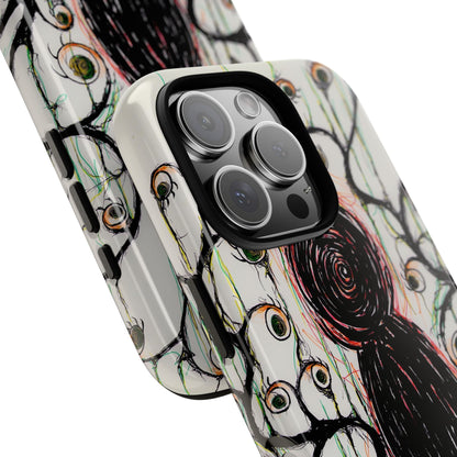 Dark Scribble Figure Tough Case | Surreal Eyes Phone Case | Tough Phone Case