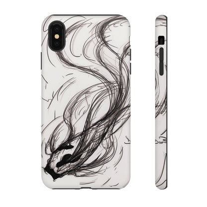 Smokey Ink Koi phone case | abstract koi sketch, smoky ink illustration