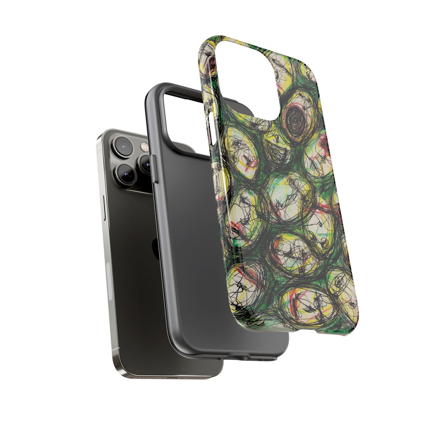 Abstract Sanity Faces Phone Case | Expressionist Face Art | Tough Case
