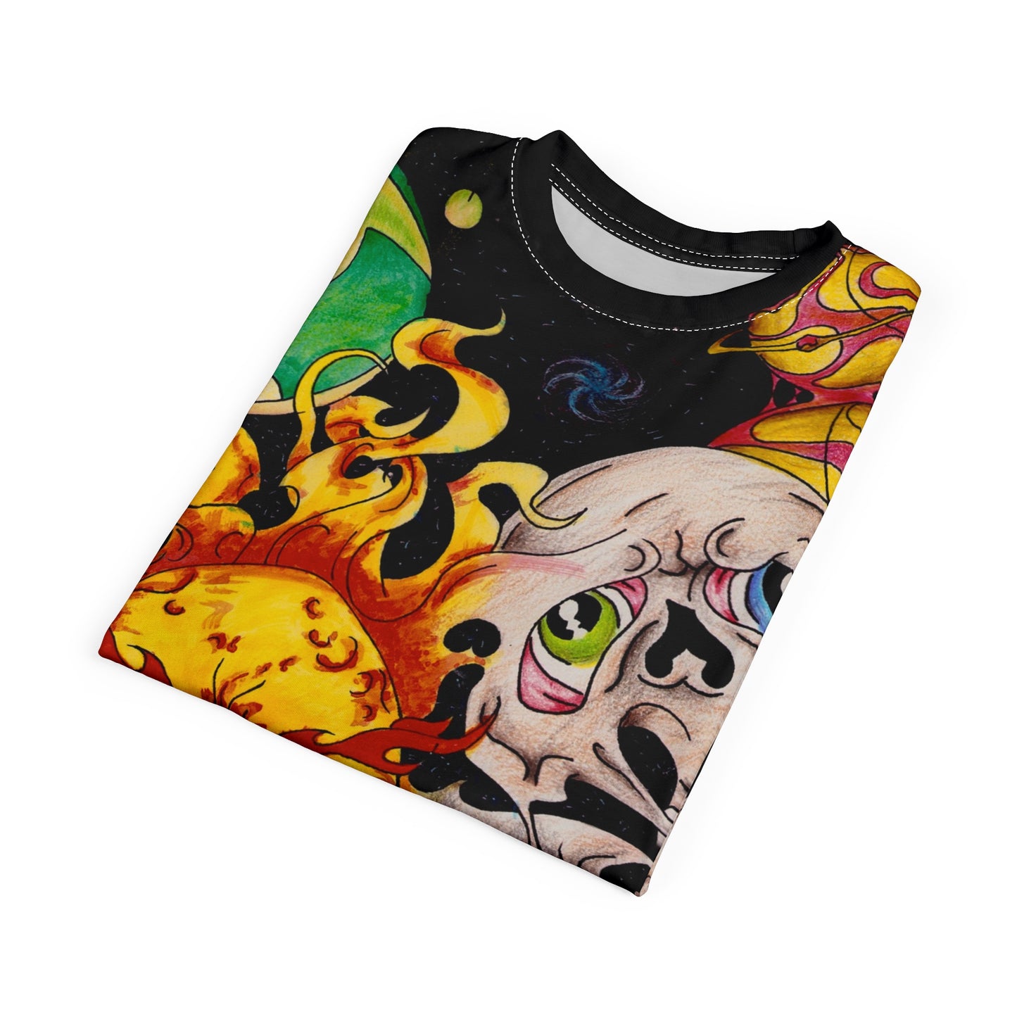 Psychedelic Sun & Skull Tee | Psychedelic All-Over Print | Space Art