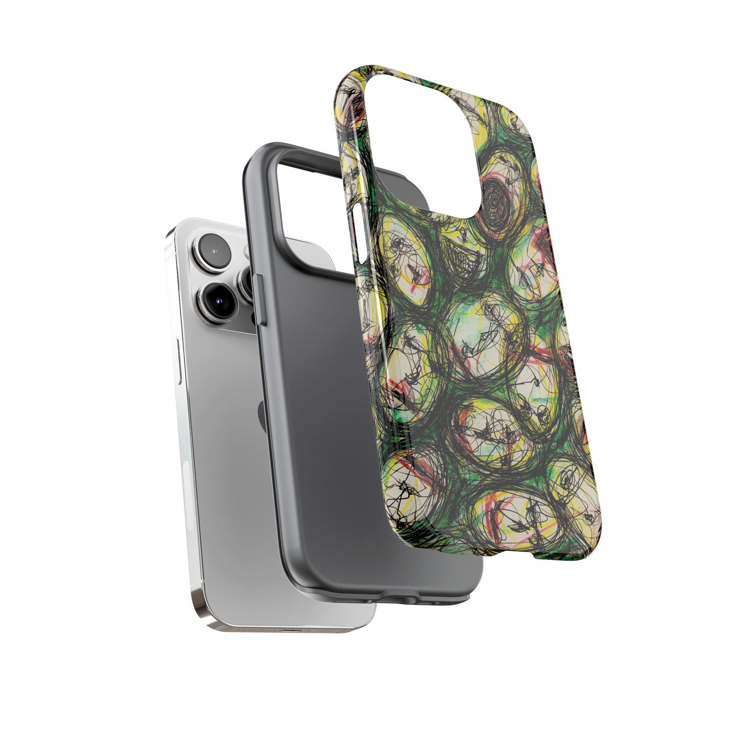 Abstract Sanity Faces Phone Case | Expressionist Face Art | Tough Case