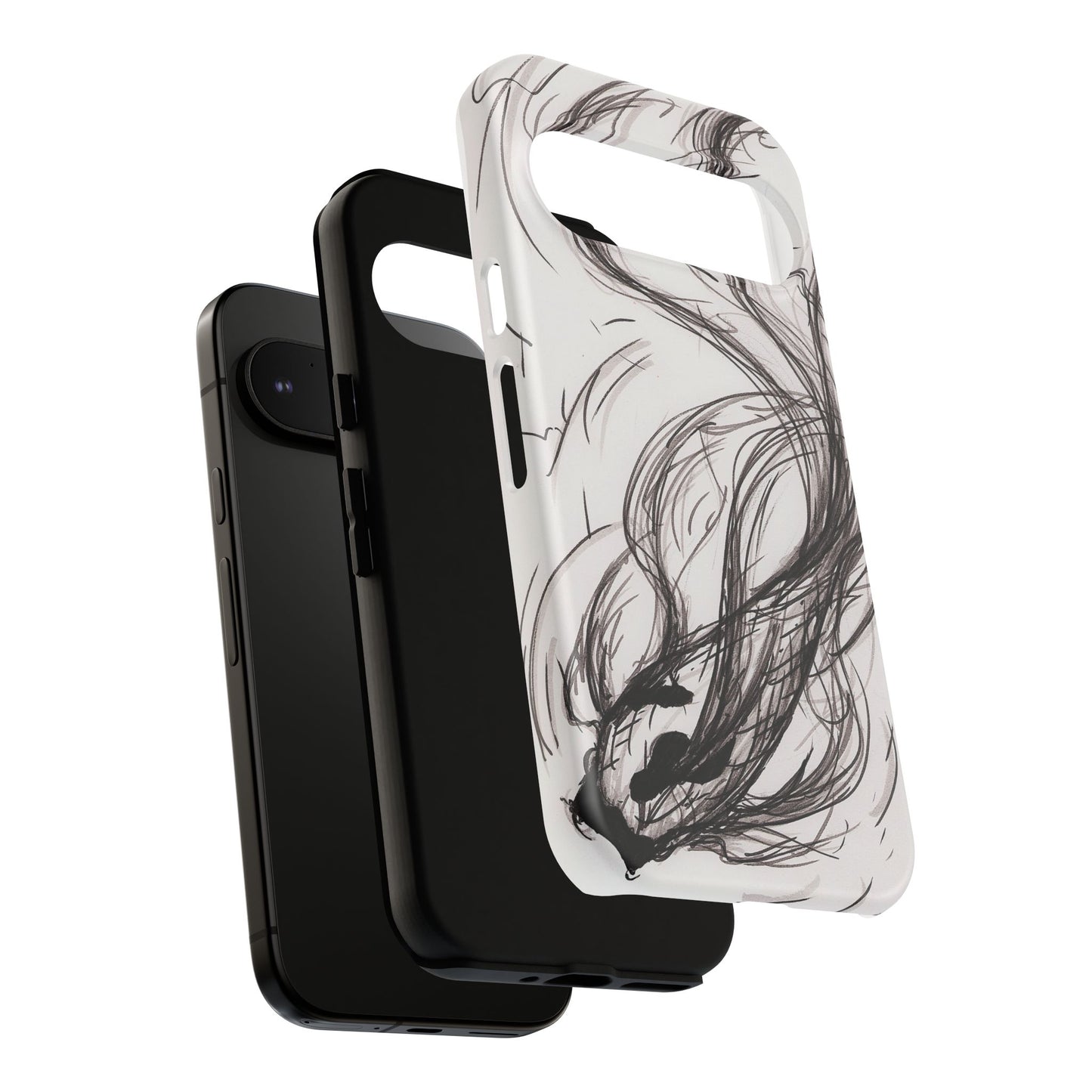 Smokey Ink Koi phone case | abstract koi sketch, smoky ink illustration