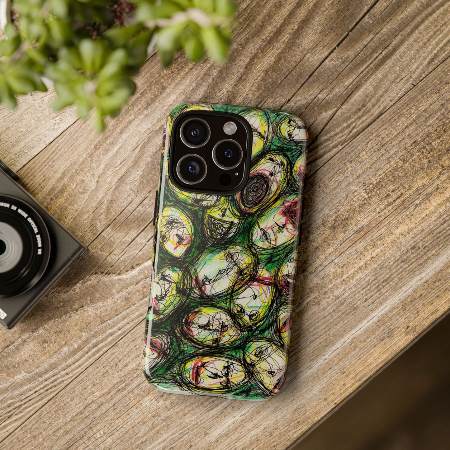 Abstract Sanity Faces Phone Case | Expressionist Face Art | Tough Case