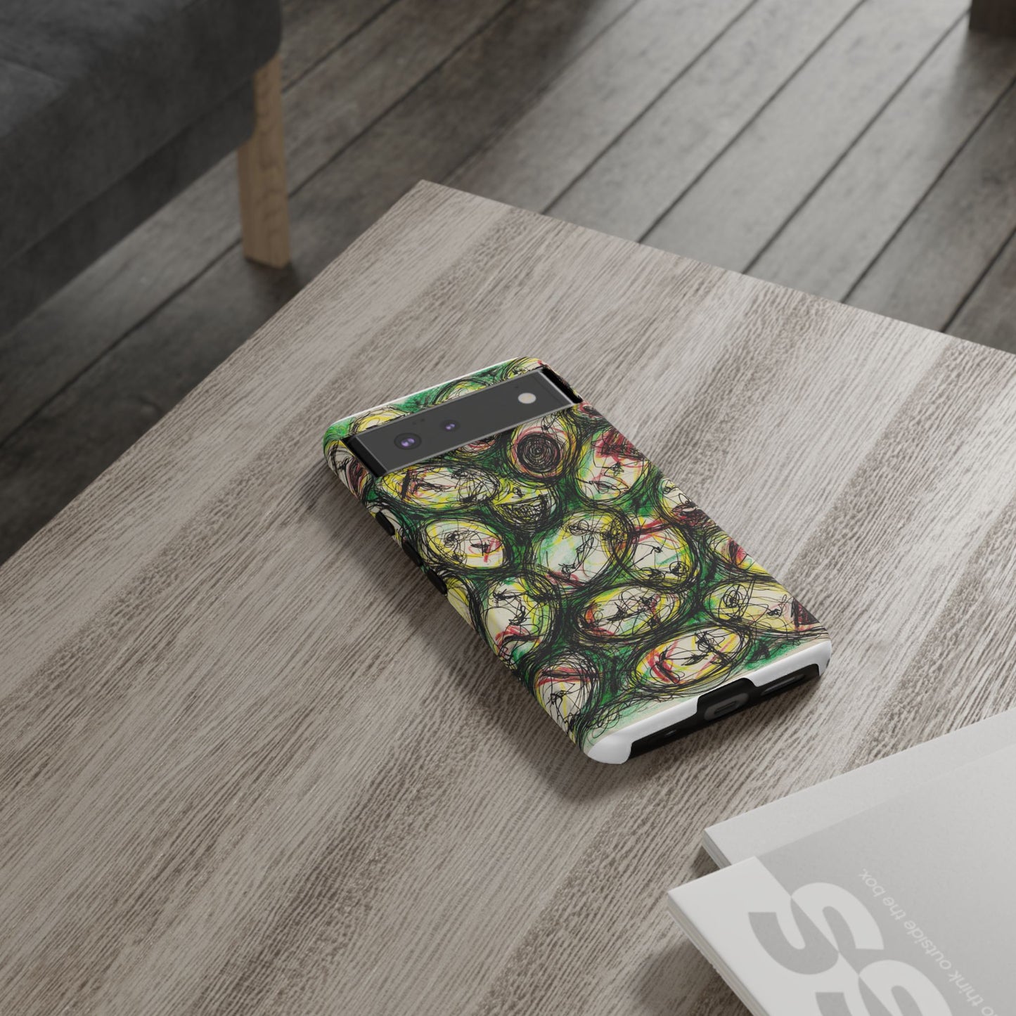 Abstract Sanity Faces Phone Case | Expressionist Face Art | Tough Case