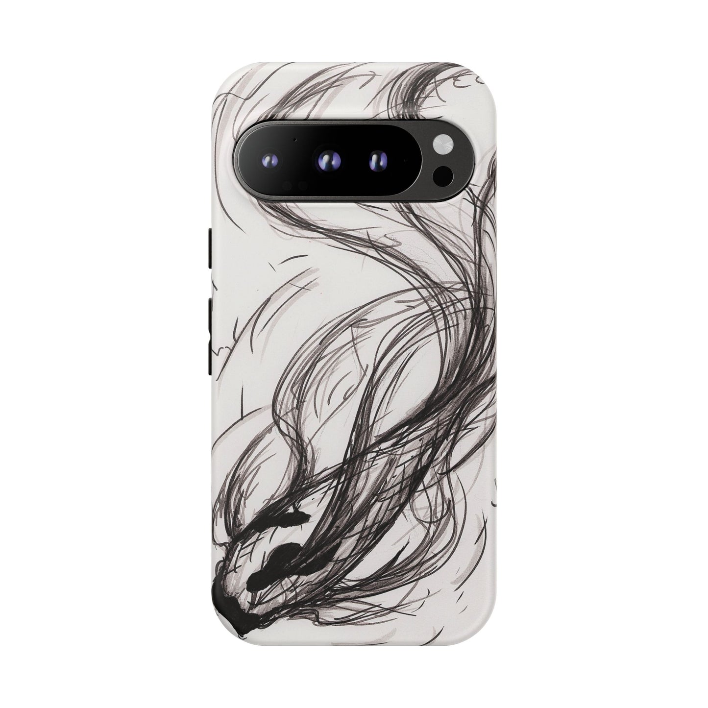 Smokey Ink Koi phone case | abstract koi sketch, smoky ink illustration