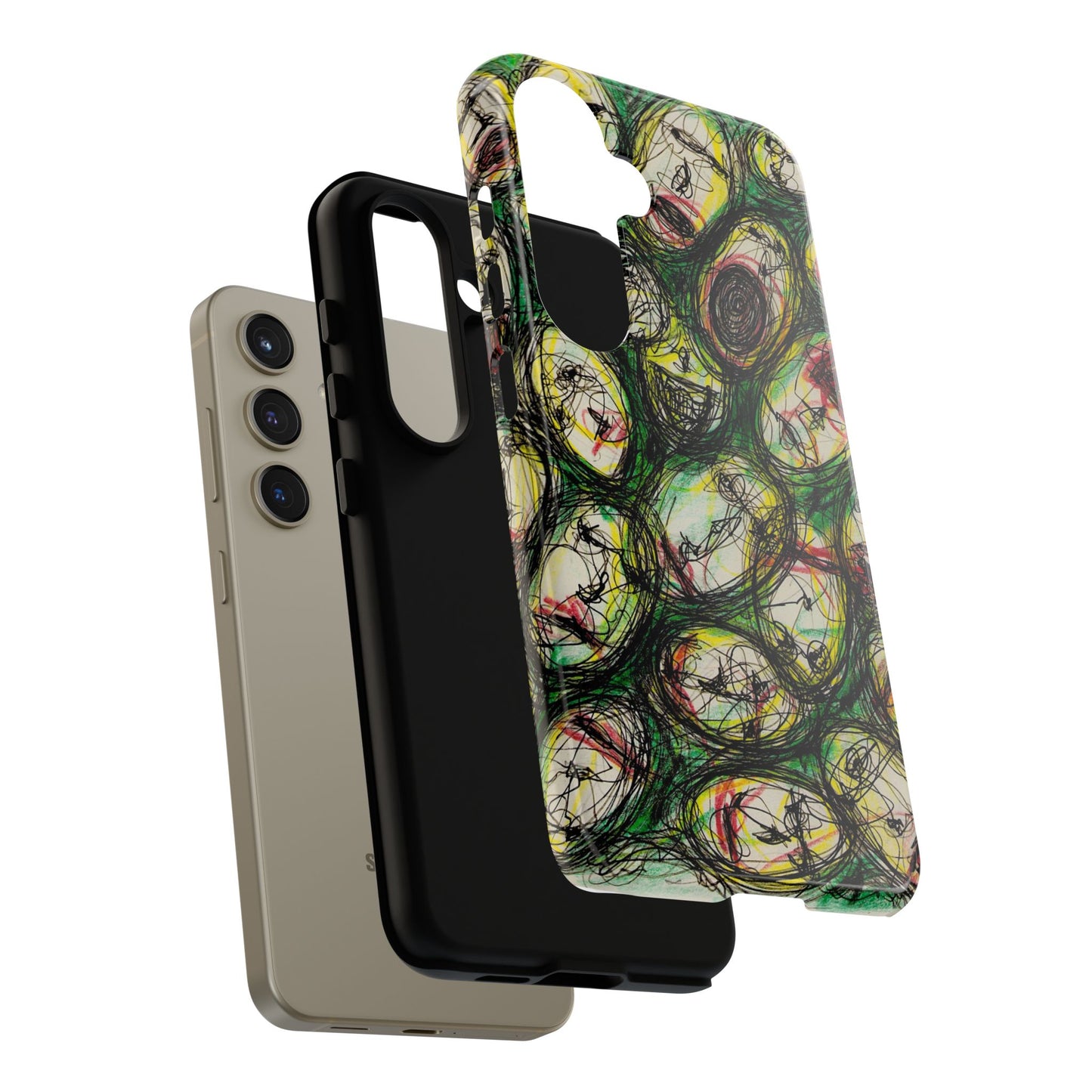 Abstract Sanity Faces Phone Case | Expressionist Face Art | Tough Case