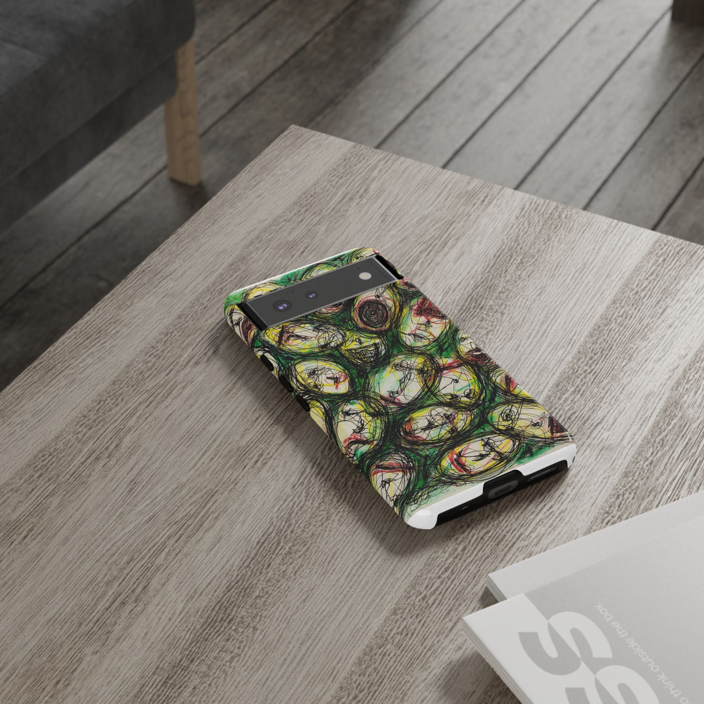 Abstract Sanity Faces Phone Case | Expressionist Face Art | Tough Case