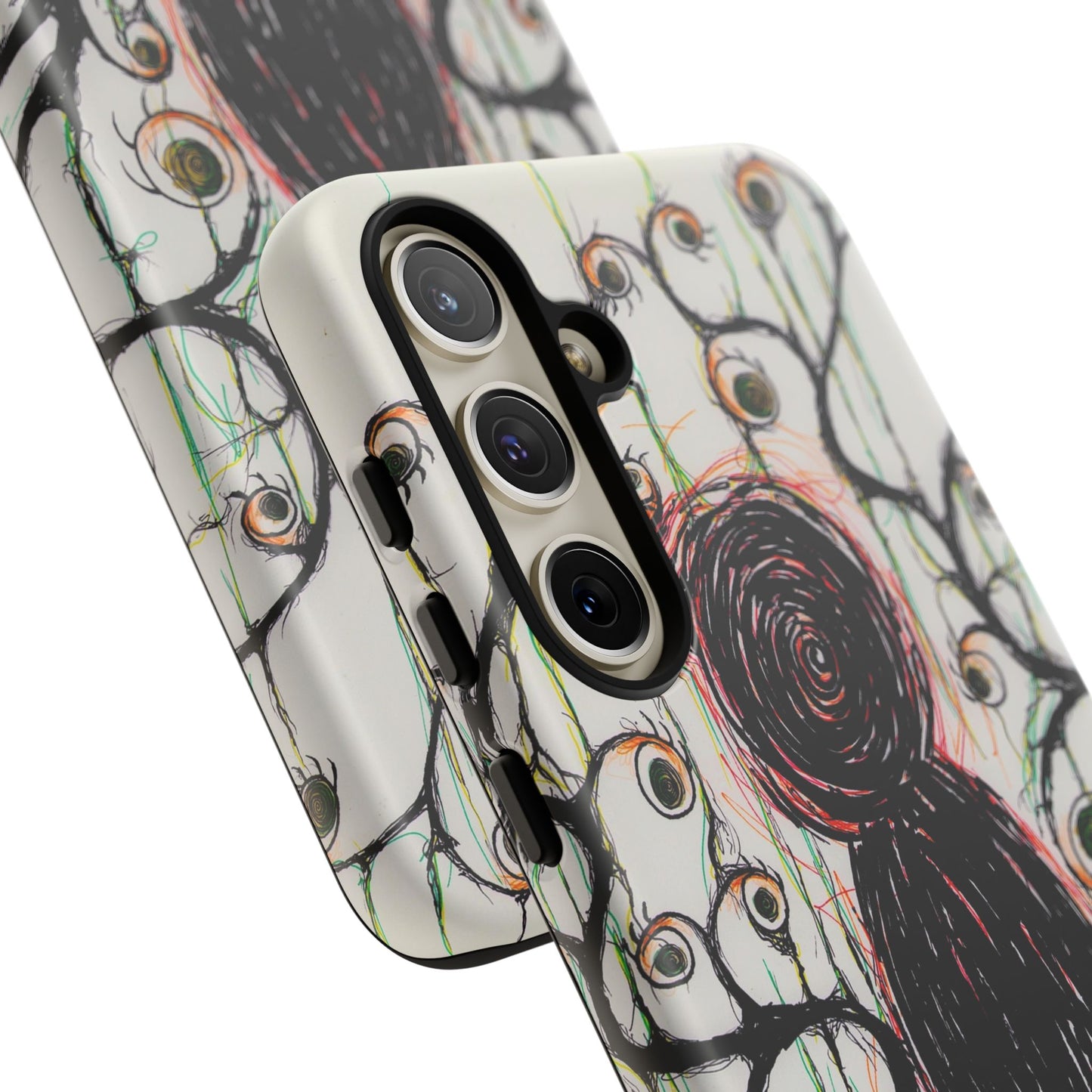 Dark Scribble Figure Tough Case | Surreal Eyes Phone Case | Tough Phone Case