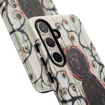Dark Scribble Figure Tough Case | Surreal Eyes Phone Case | Tough Phone Case