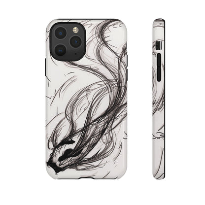 Smokey Ink Koi phone case | abstract koi sketch, smoky ink illustration
