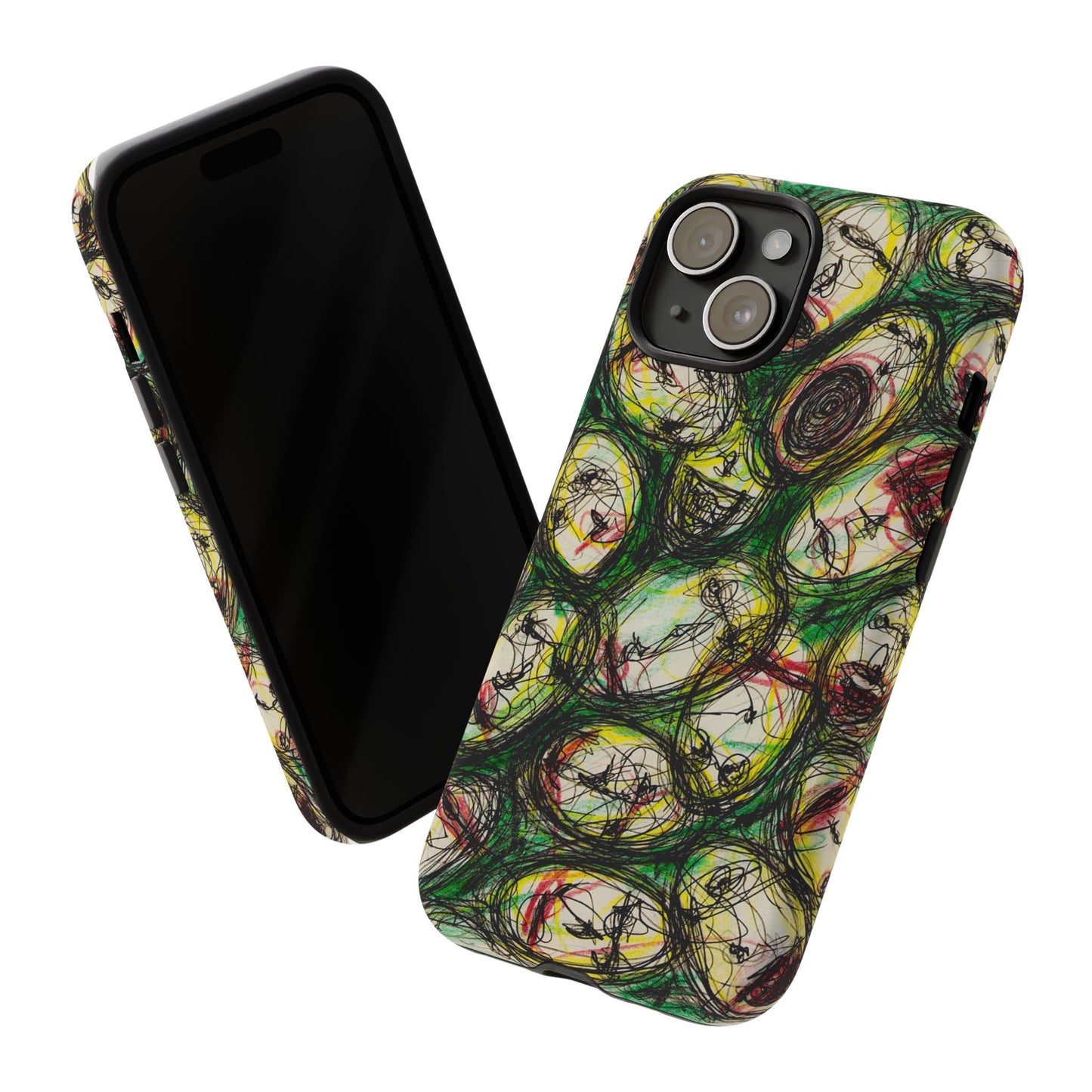 Abstract Sanity Faces Phone Case | Expressionist Face Art | Tough Case