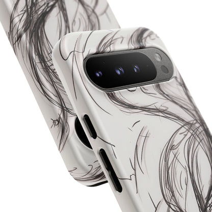 Smokey Ink Koi phone case | abstract koi sketch, smoky ink illustration