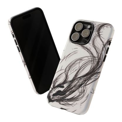 Smokey Ink Koi phone case | abstract koi sketch, smoky ink illustration