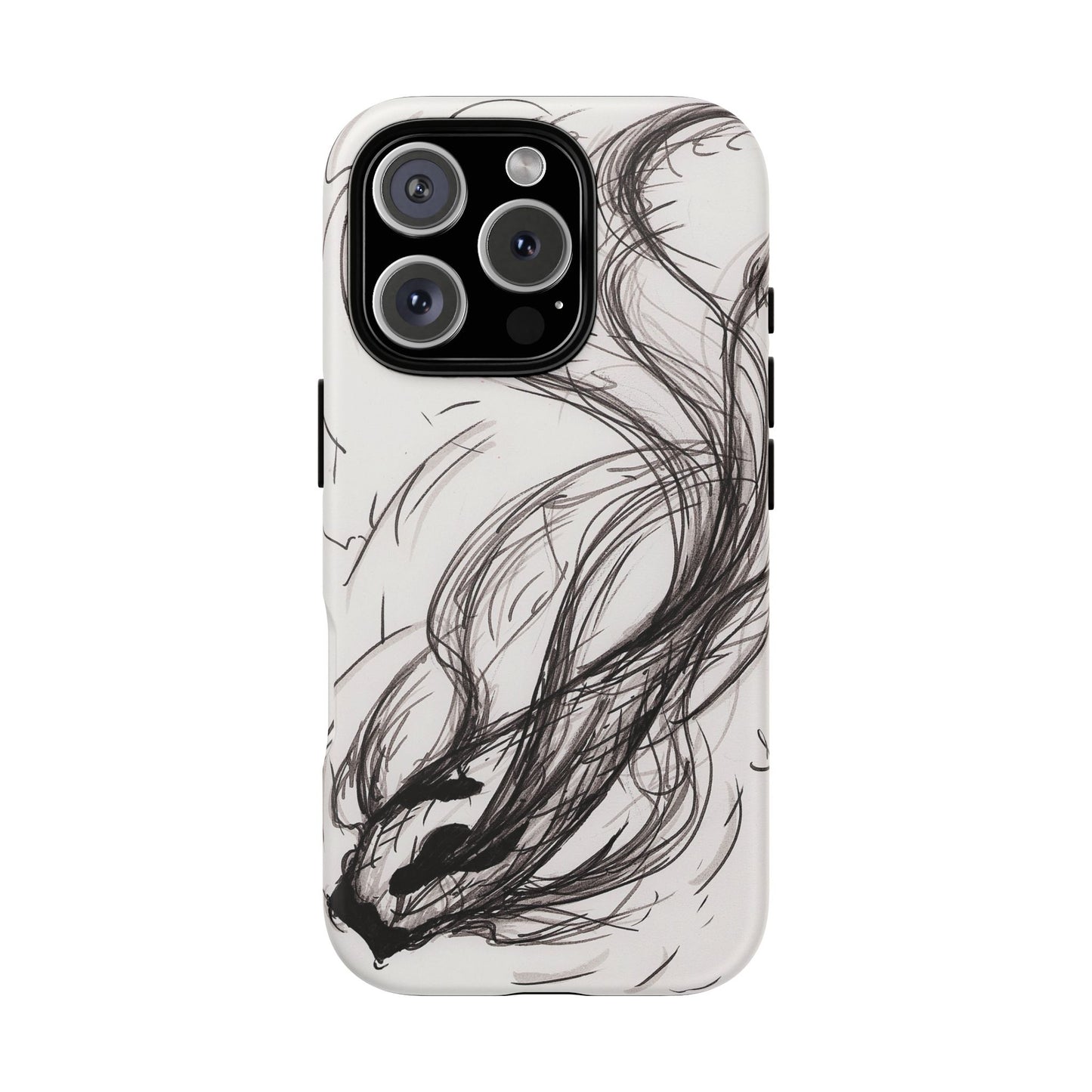 Smokey Ink Koi phone case | abstract koi sketch, smoky ink illustration
