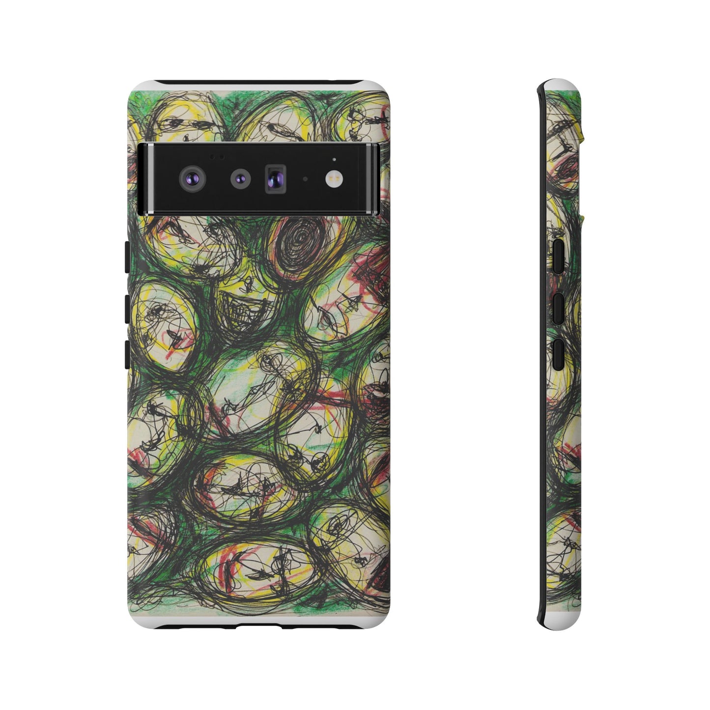 Abstract Sanity Faces Phone Case | Expressionist Face Art | Tough Case