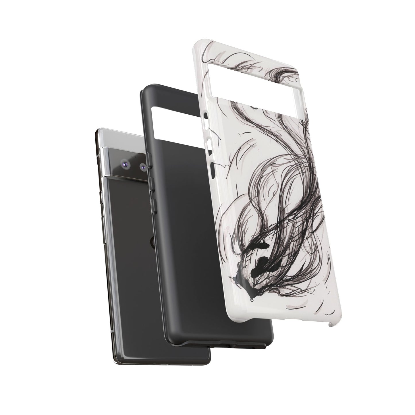 Smokey Ink Koi phone case | abstract koi sketch, smoky ink illustration