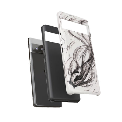 Smokey Ink Koi phone case | abstract koi sketch, smoky ink illustration