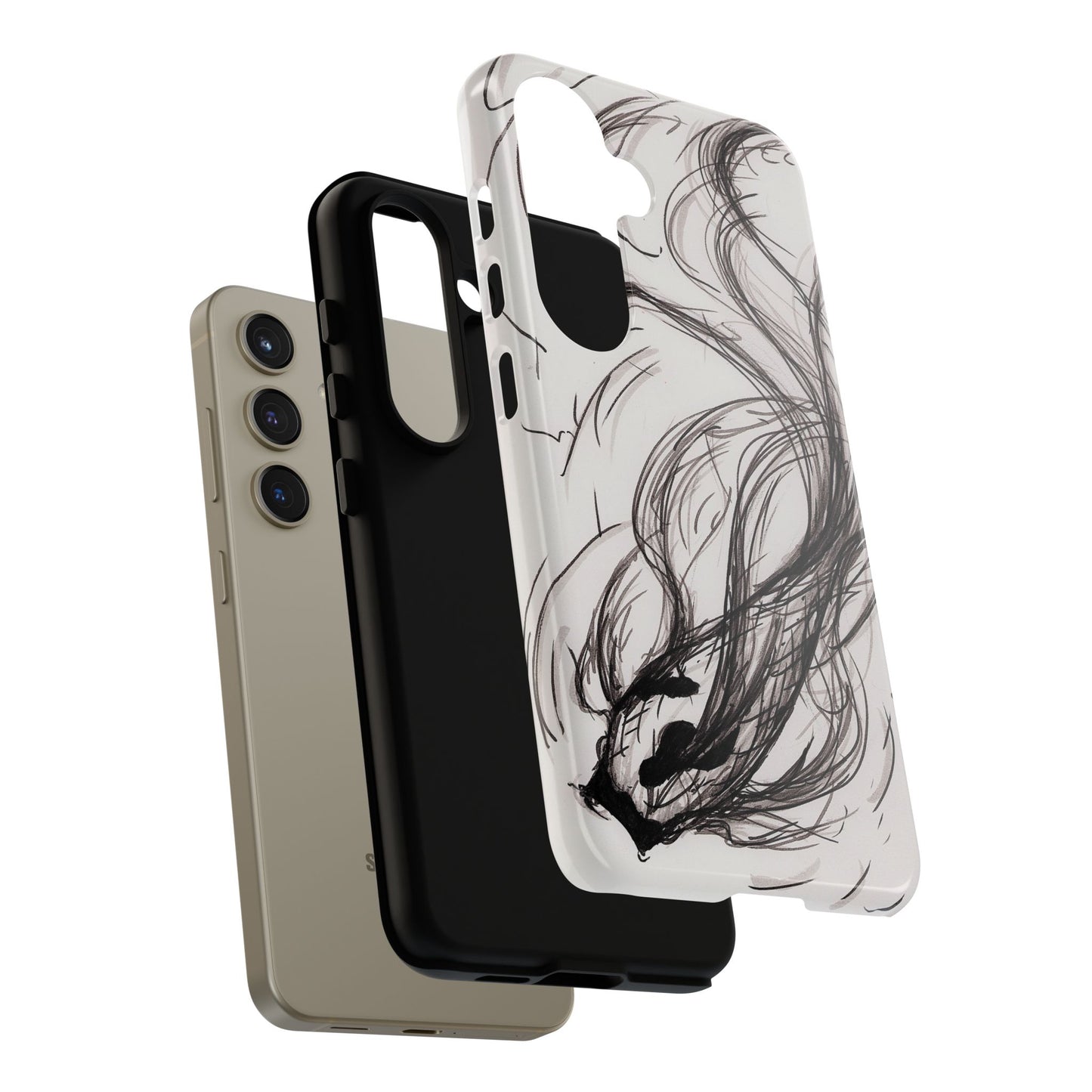 Smokey Ink Koi phone case | abstract koi sketch, smoky ink illustration