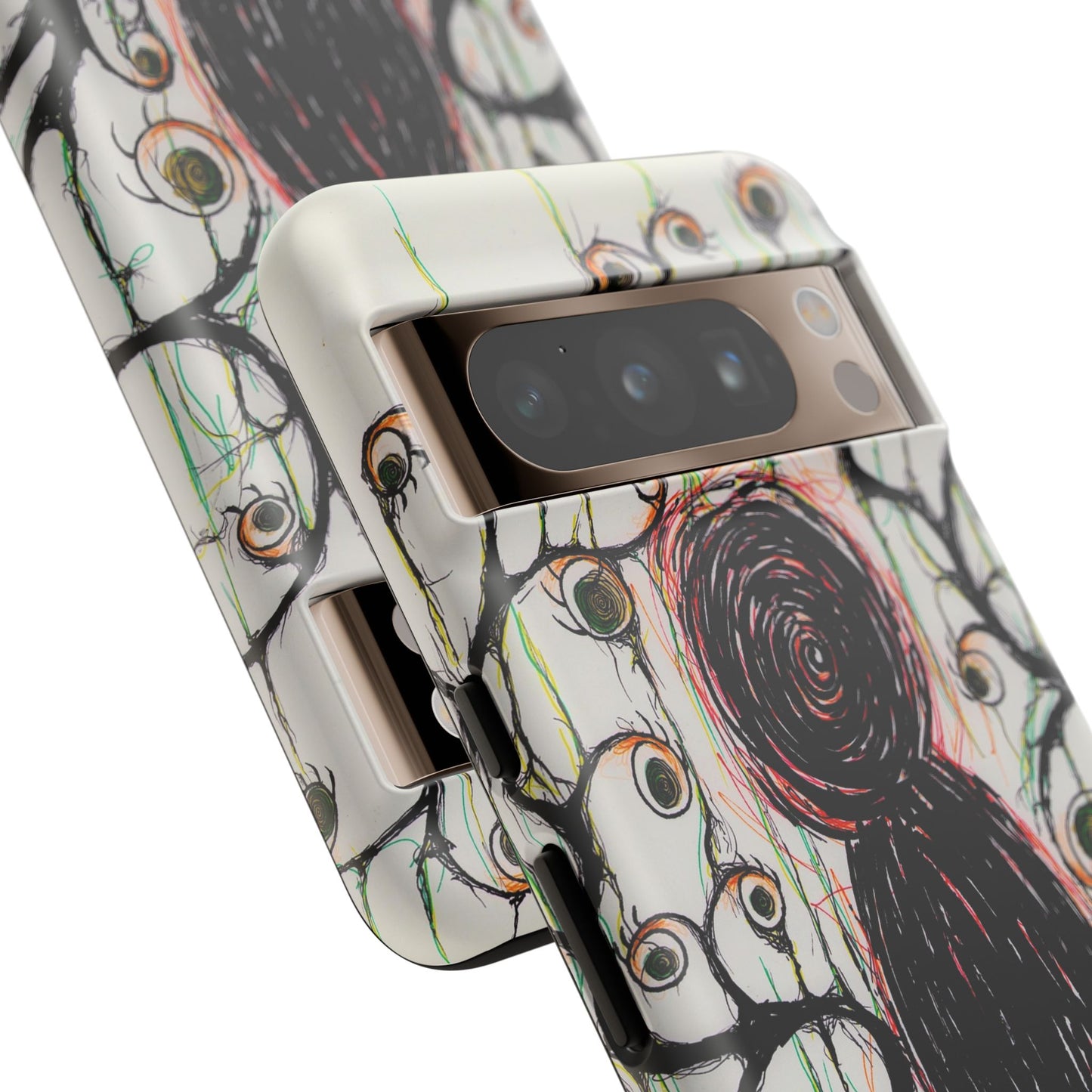 Dark Scribble Figure Tough Case | Surreal Eyes Phone Case | Tough Phone Case