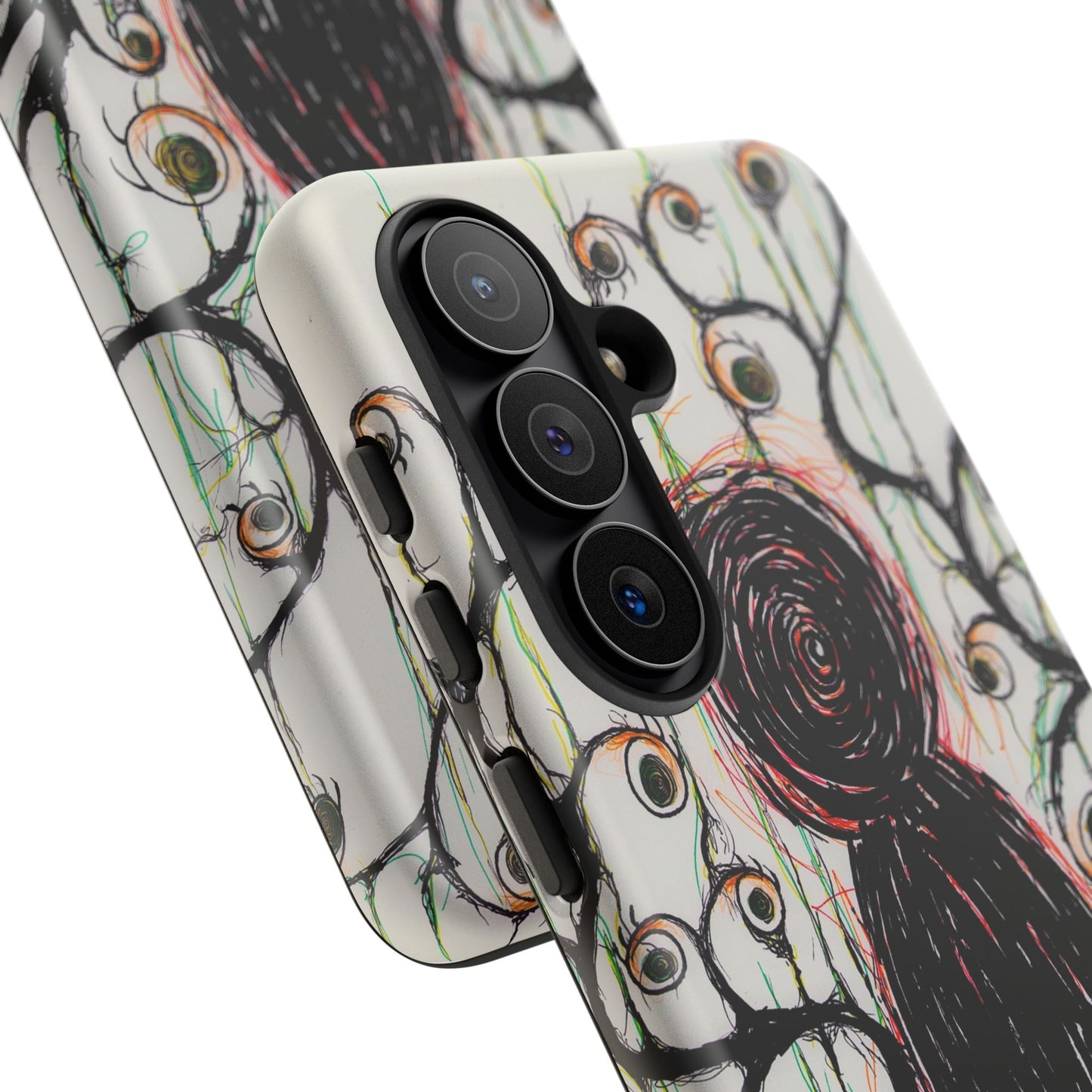 Dark Scribble Figure Tough Case | Surreal Eyes Phone Case | Tough Phone Case