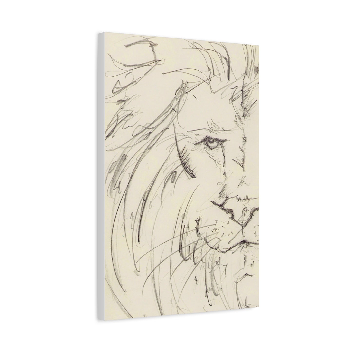 Flowing Lion Sketch Matte Canvas | Minimalist Line Art | Wildlife Portrait
