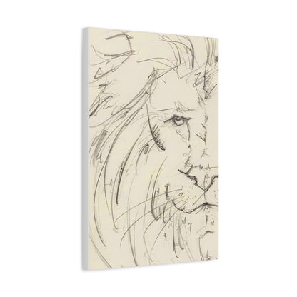 Flowing Lion Sketch Matte Canvas | Minimalist Line Art | Wildlife Portrait