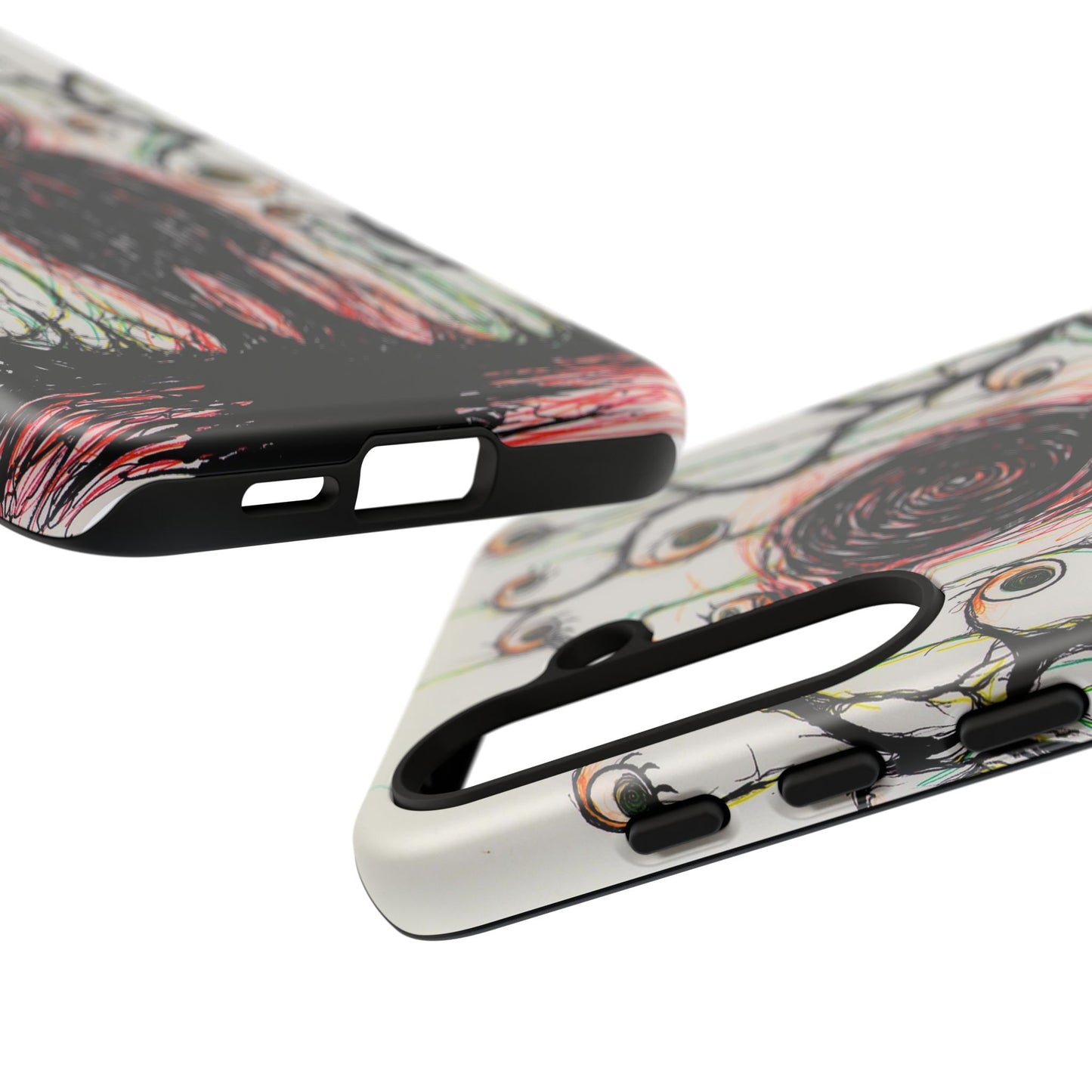 Dark Scribble Figure Tough Case | Surreal Eyes Phone Case | Tough Phone Case