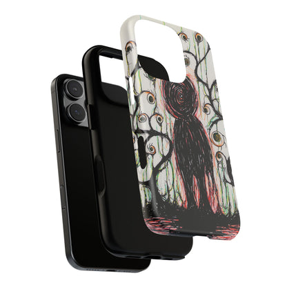 Dark Scribble Figure Tough Case | Surreal Eyes Phone Case | Tough Phone Case
