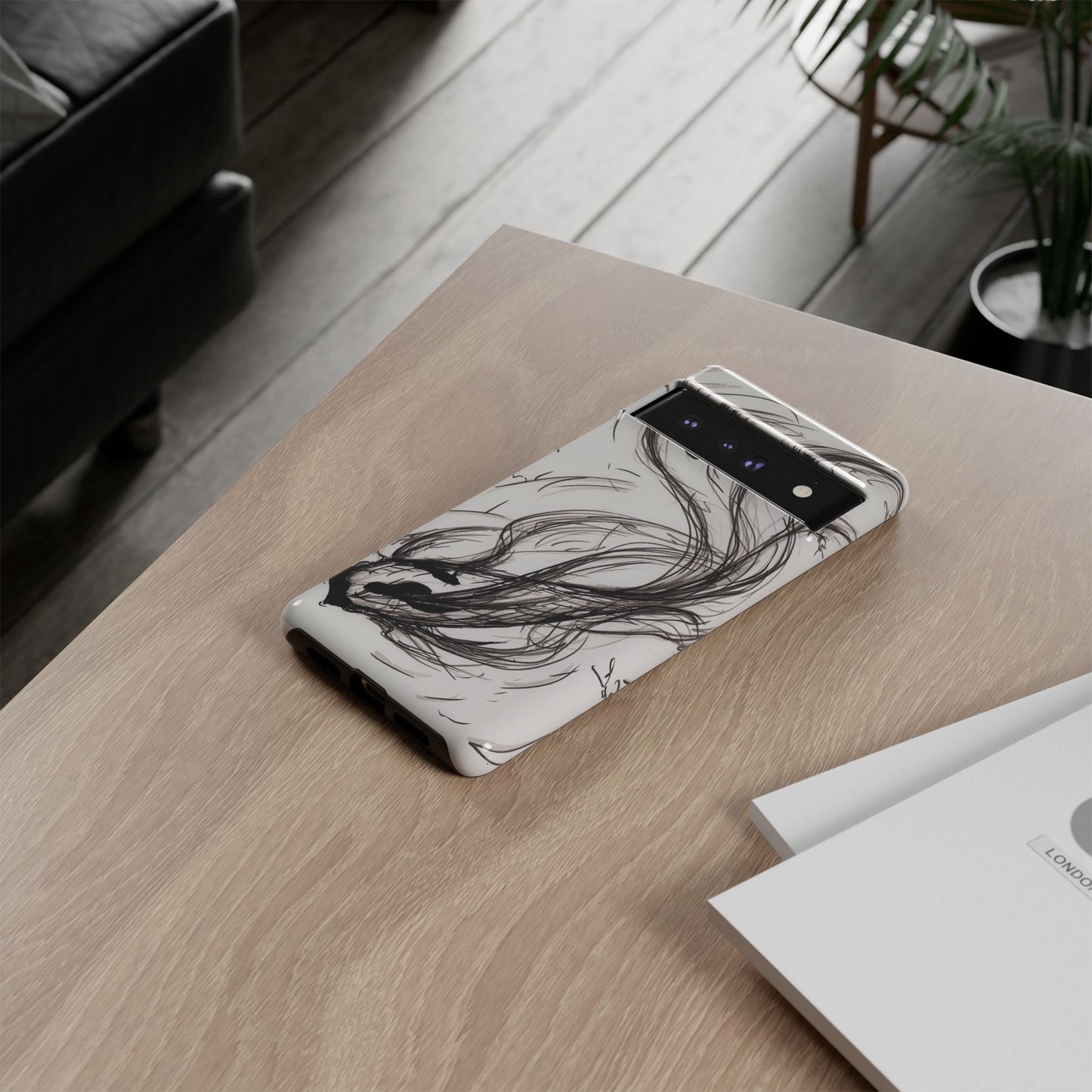 Smokey Ink Koi phone case | abstract koi sketch, smoky ink illustration