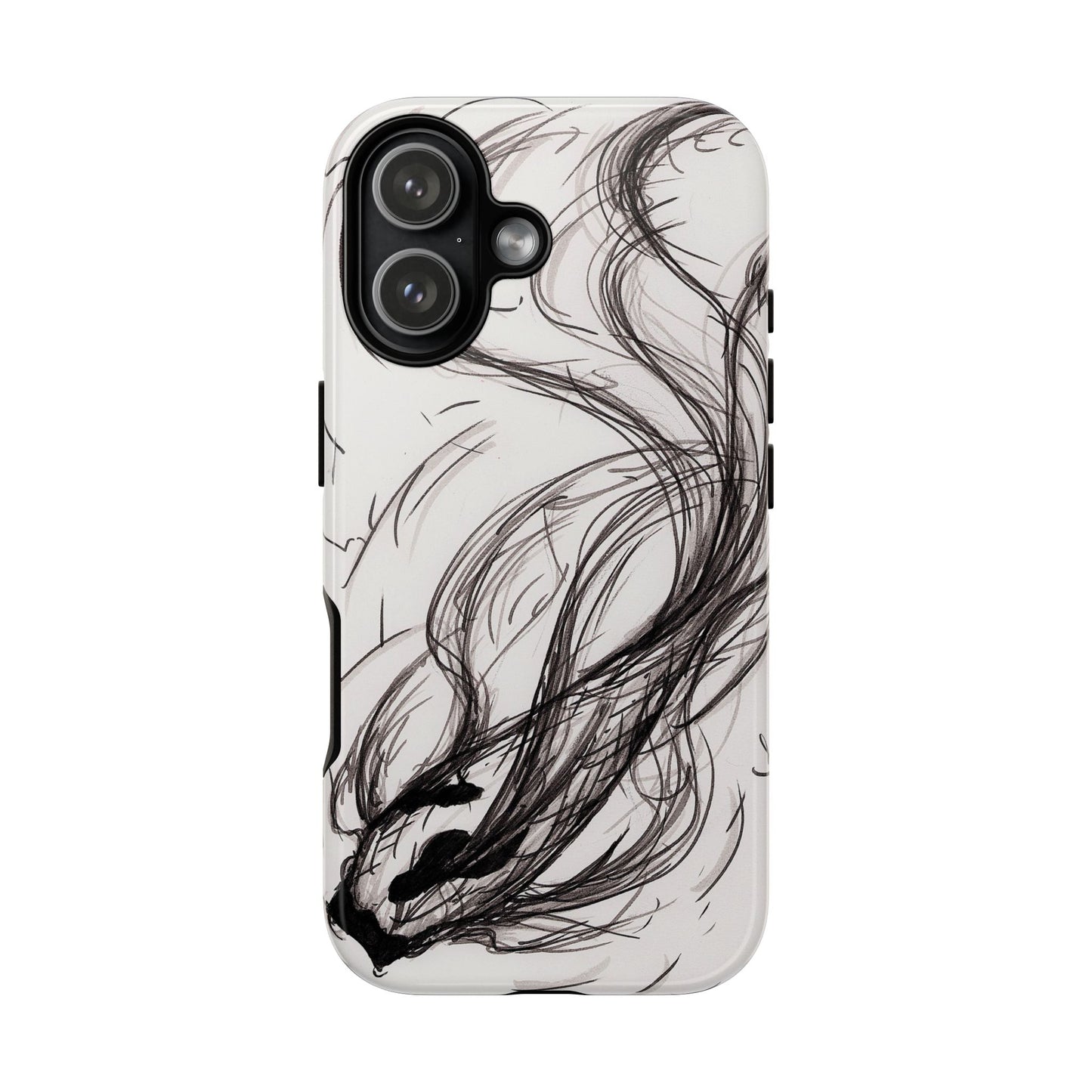 Smokey Ink Koi phone case | abstract koi sketch, smoky ink illustration