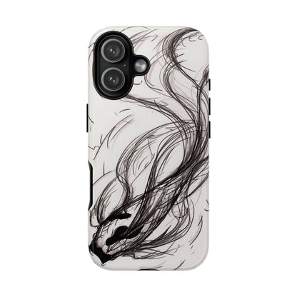 Smokey Ink Koi phone case | abstract koi sketch, smoky ink illustration