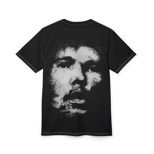 Small White Cross Tee | Bob's Portrait Graphic Tee | Black Cut & Sew Shirt