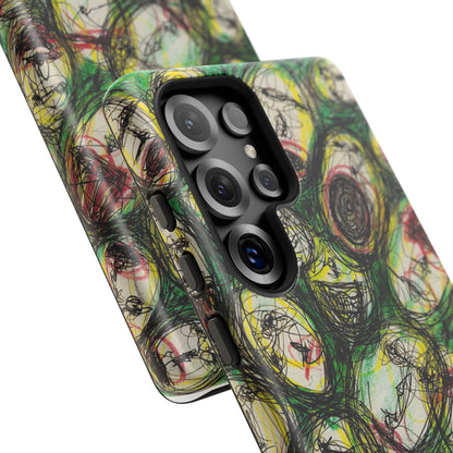 Abstract Sanity Faces Phone Case | Expressionist Face Art | Tough Case