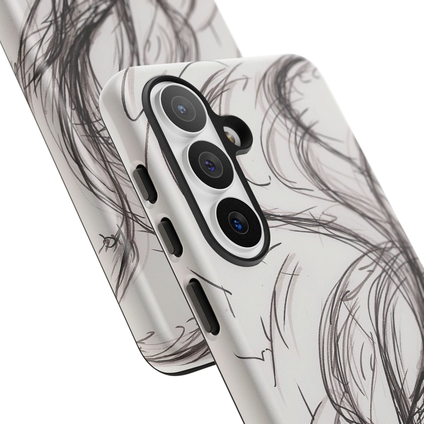 Smokey Ink Koi phone case | abstract koi sketch, smoky ink illustration