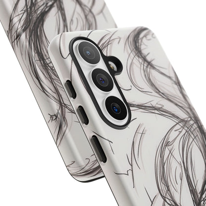 Smokey Ink Koi phone case | abstract koi sketch, smoky ink illustration
