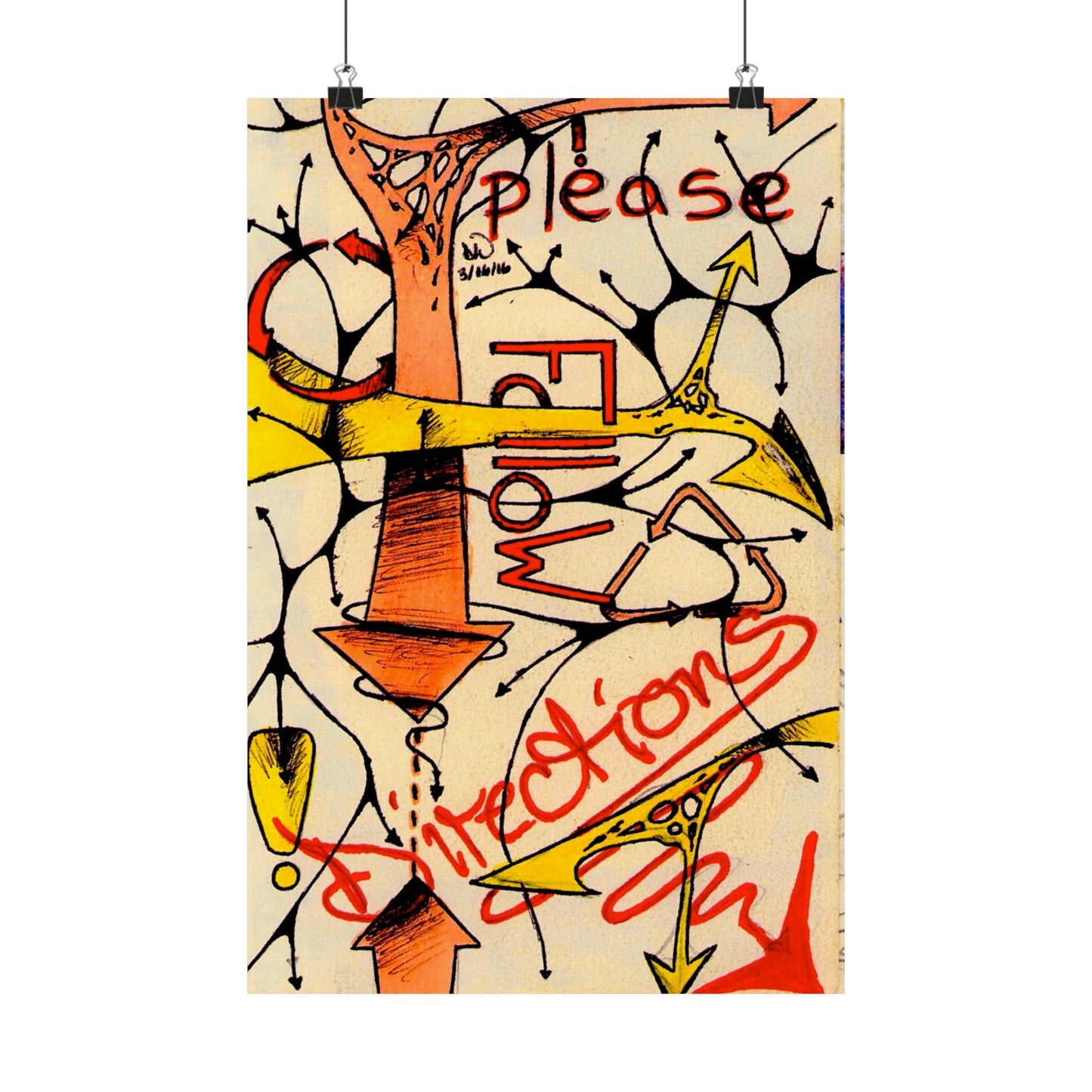 Please Follow Directions poster Matte Vertical Poster | Abstract arrow illustration, graffiti text