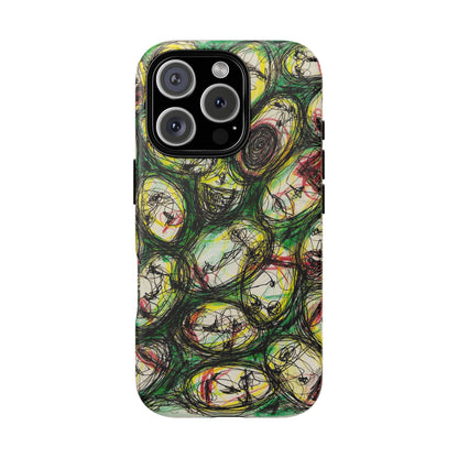 Abstract Sanity Faces Phone Case | Expressionist Face Art | Tough Case