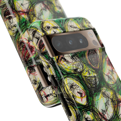 Abstract Sanity Faces Phone Case | Expressionist Face Art | Tough Case