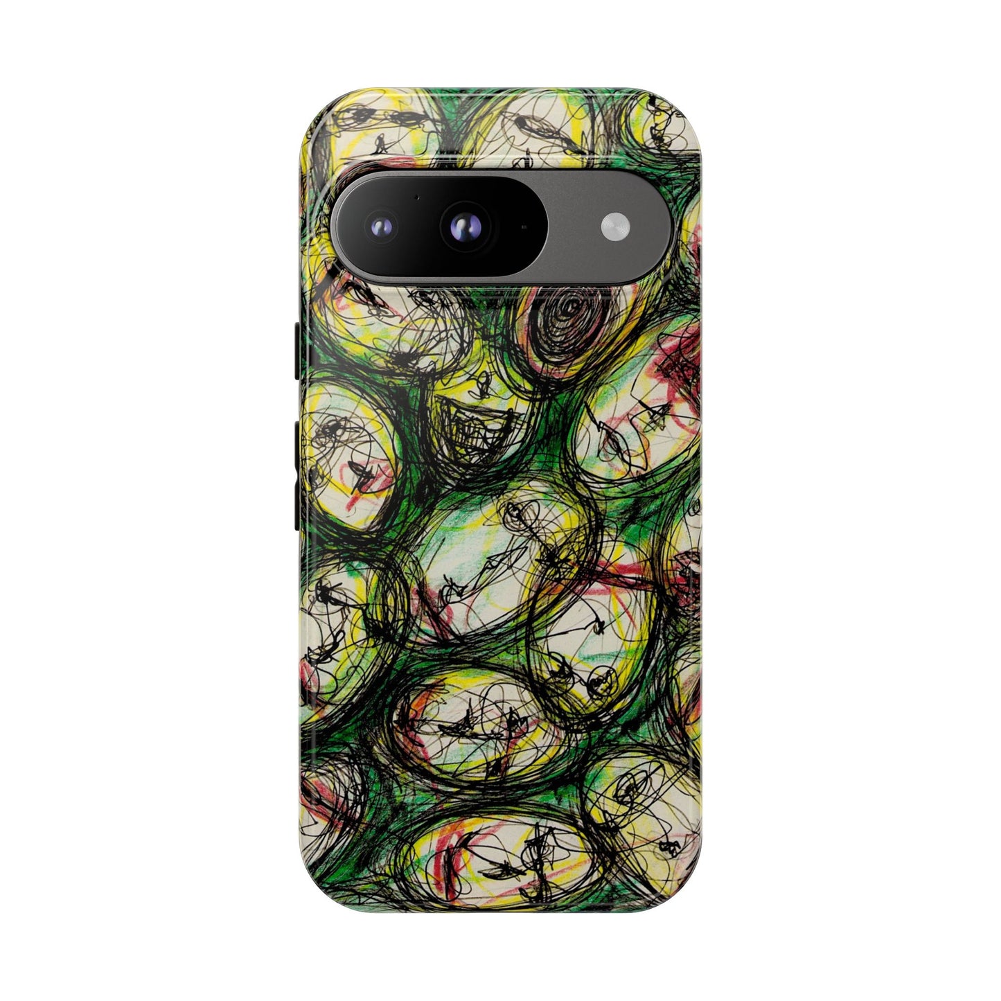 Abstract Sanity Faces Phone Case | Expressionist Face Art | Tough Case