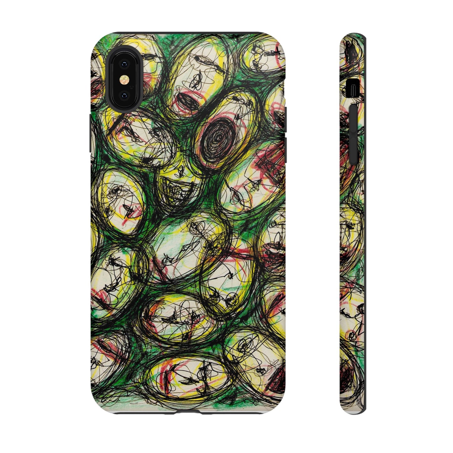 Abstract Sanity Faces Phone Case | Expressionist Face Art | Tough Case