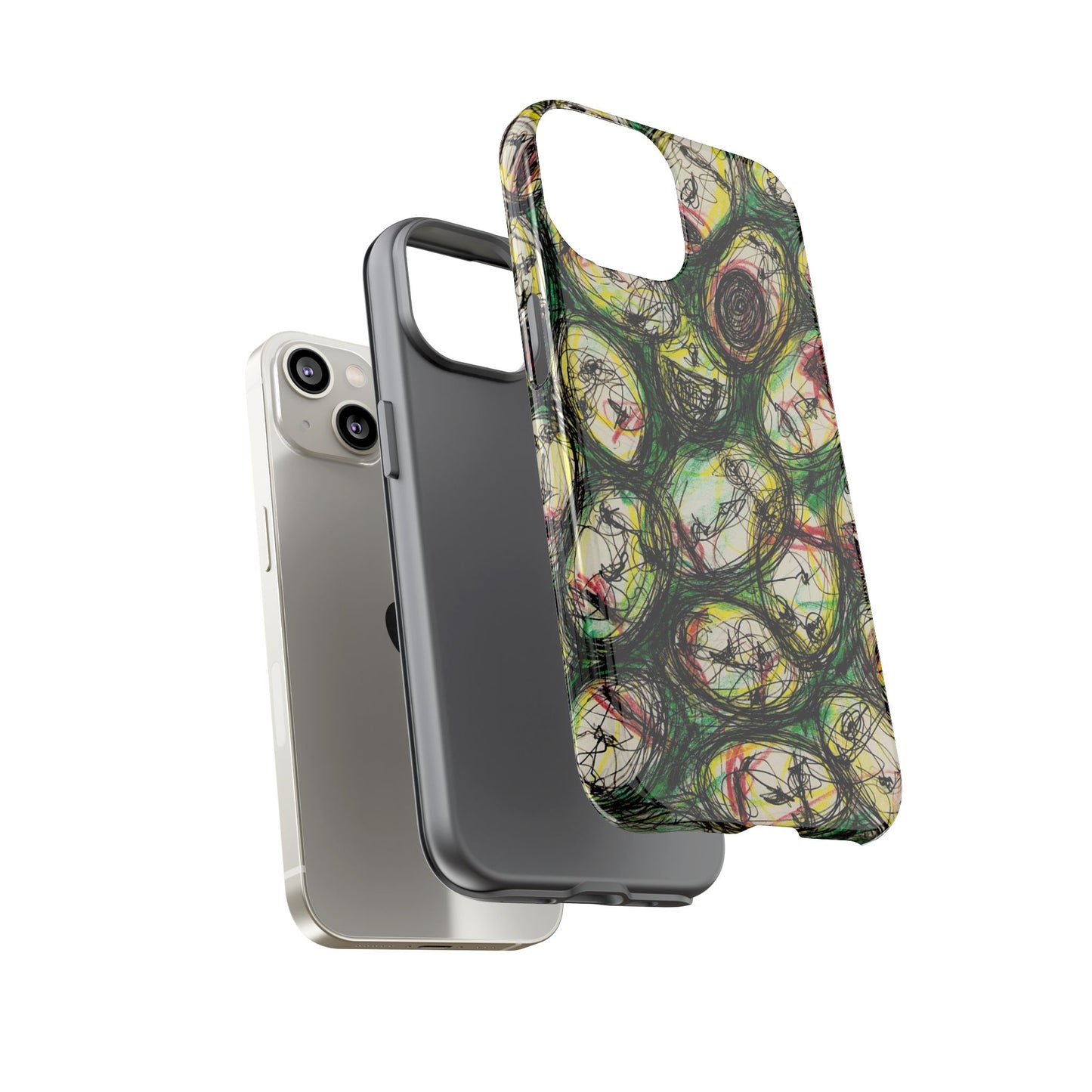 Abstract Sanity Faces Phone Case | Expressionist Face Art | Tough Case