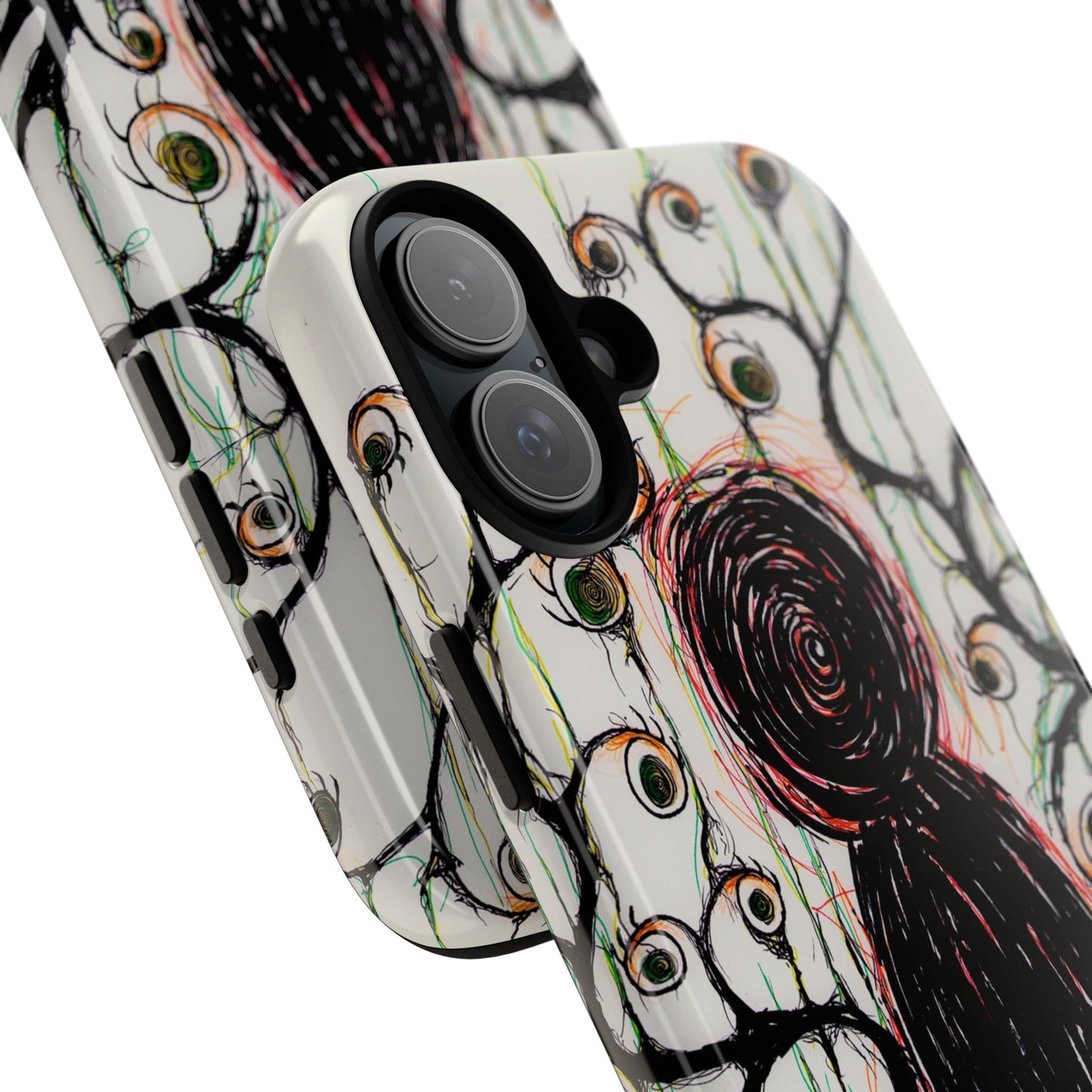 Dark Scribble Figure Tough Case | Surreal Eyes Phone Case | Tough Phone Case