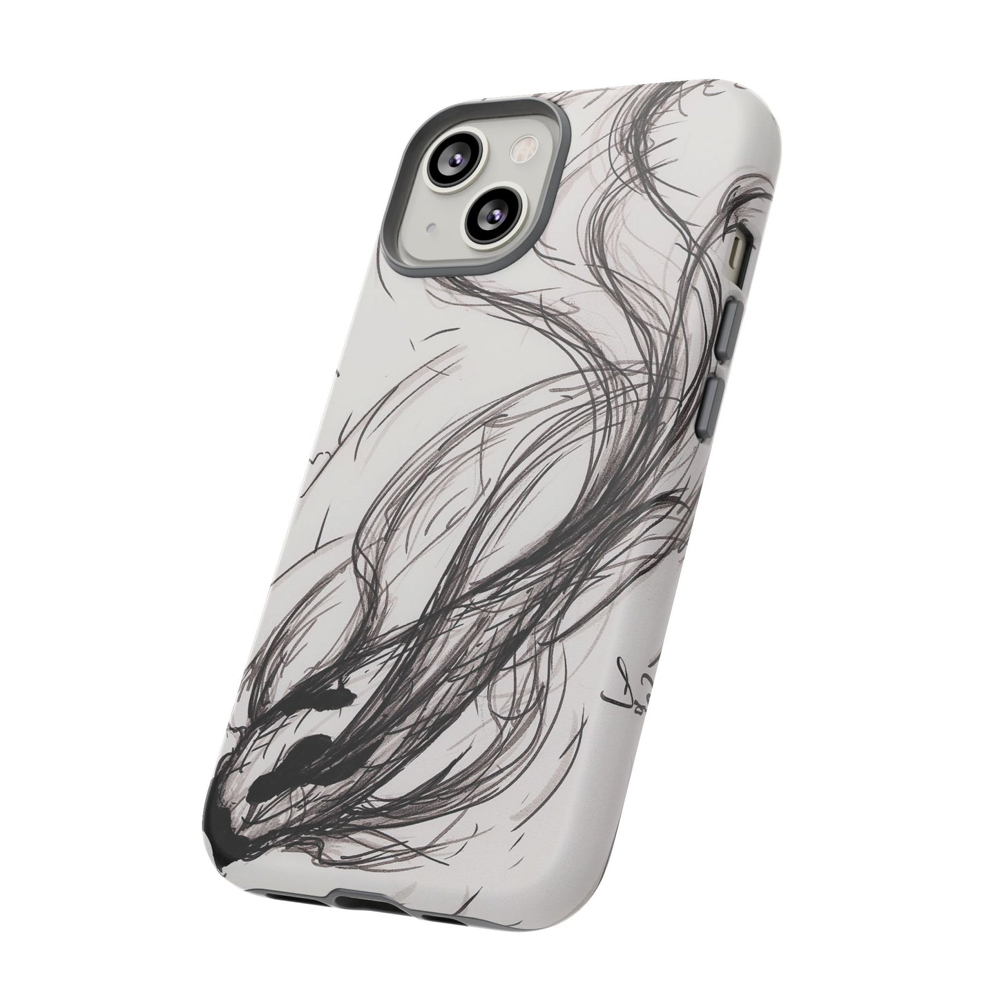 Smokey Ink Koi phone case | abstract koi sketch, smoky ink illustration