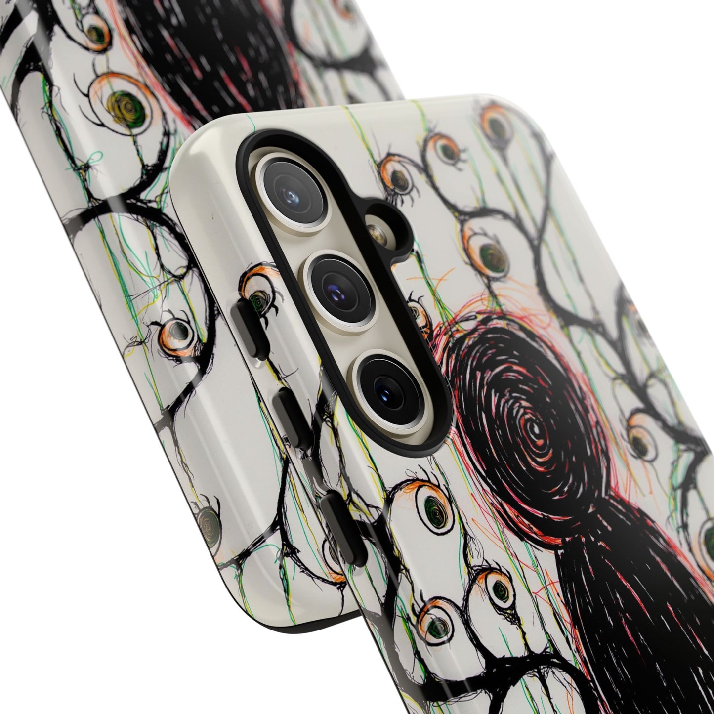 Dark Scribble Figure Tough Case | Surreal Eyes Phone Case | Tough Phone Case
