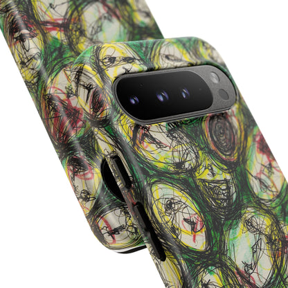 Abstract Sanity Faces Phone Case | Expressionist Face Art | Tough Case