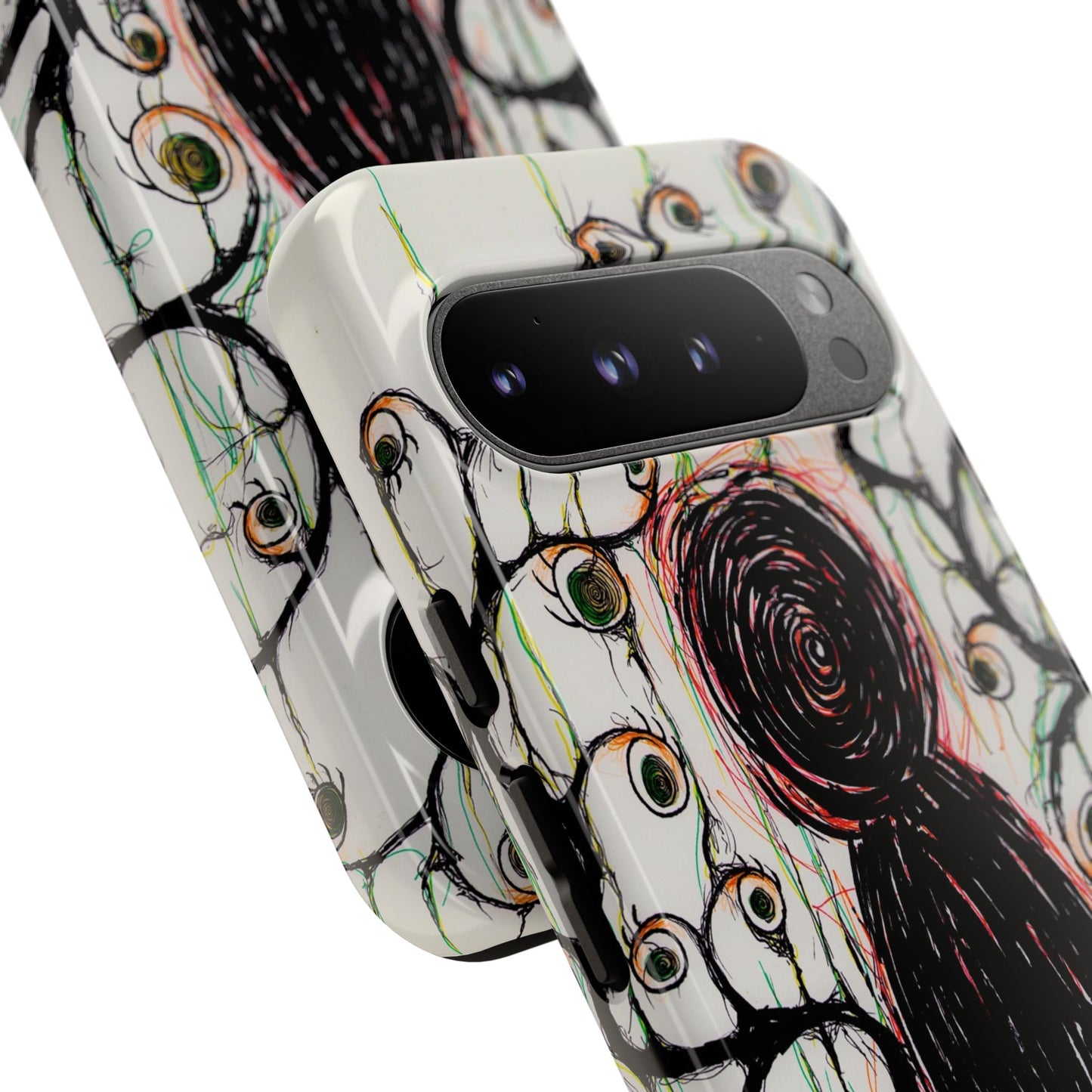 Dark Scribble Figure Tough Case | Surreal Eyes Phone Case | Tough Phone Case