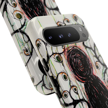 Dark Scribble Figure Tough Case | Surreal Eyes Phone Case | Tough Phone Case