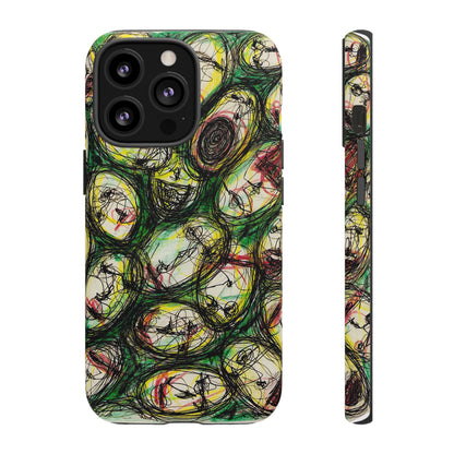 Abstract Sanity Faces Phone Case | Expressionist Face Art | Tough Case