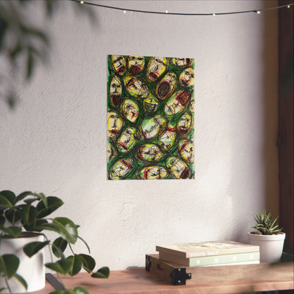 Abstract Sanity Faces Matte Vertical Poster | Expressionist Face Art